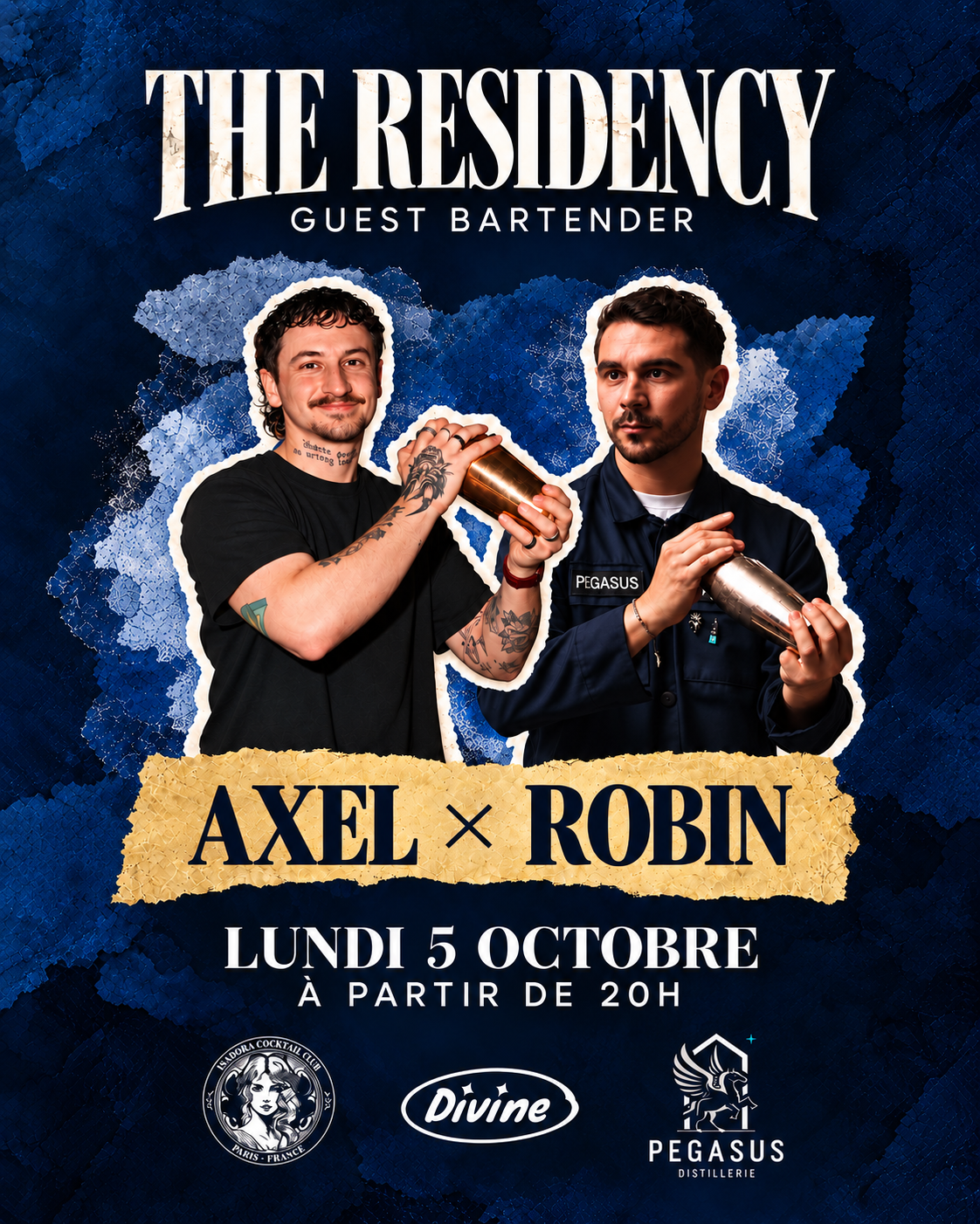 Affiche THE RESIDENCY avec Axel et Robin, le lundi 5 octobre à partir de 20h chez Divine